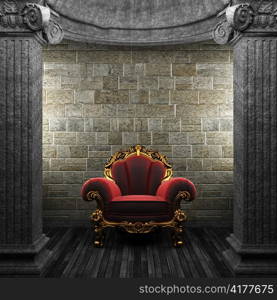 stone columns and chair made in 3D