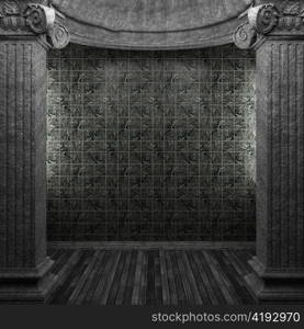 stone columns and tile wall made in 3D