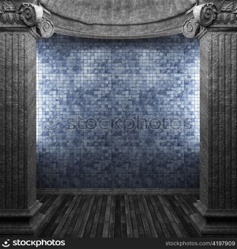 stone columns and tile wall made in 3D