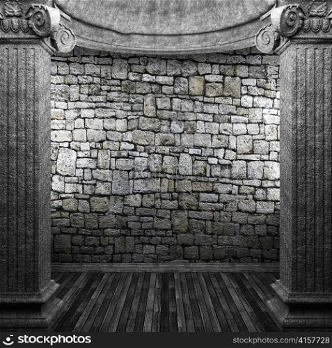 stone columns and wall made in 3D