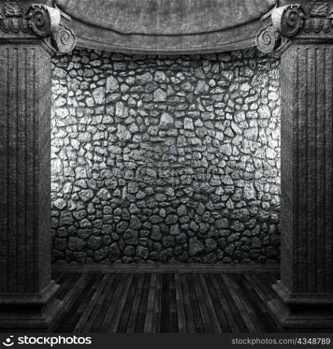 stone columns and wall made in 3D