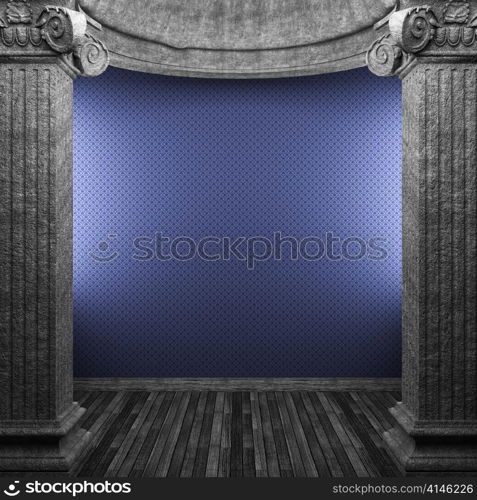 stone columns and wallpaper made in 3D