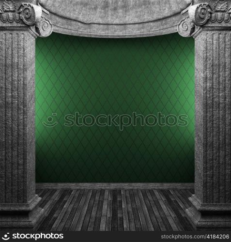 stone columns and wallpaper made in 3D