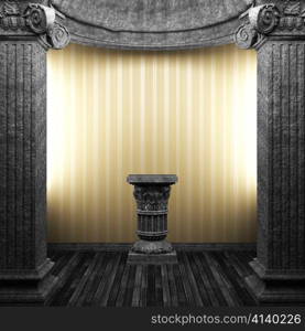 stone columns, pedestal and wallpaper made in 3D