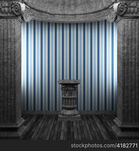 stone columns, pedestal and wallpaper made in 3D