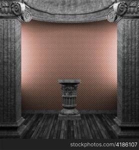 stone columns, pedestal and wallpaper made in 3D