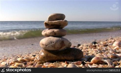 Stone composition on the beach.