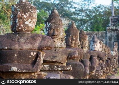 Stone face at Bayon Temple at Angkor Wat,Cambodia