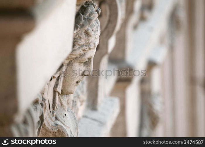 stone face high Deep of field background