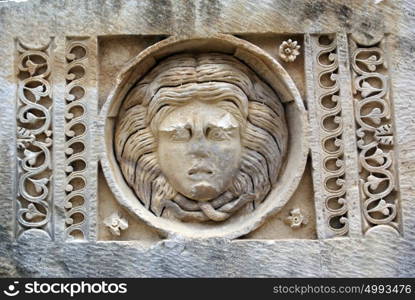 Stone face on the stage in theater, Myra