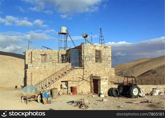 Stone farm house in desert area, Syria