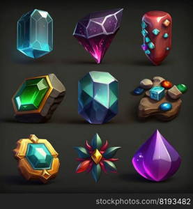 stone game crystal gem ai generated. treasure icon, diamond stone, magic jewel stone game crystal gem illustration. stone game crystal gem ai generated