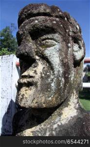 Stone head of last king of Samosir island, Indonesia