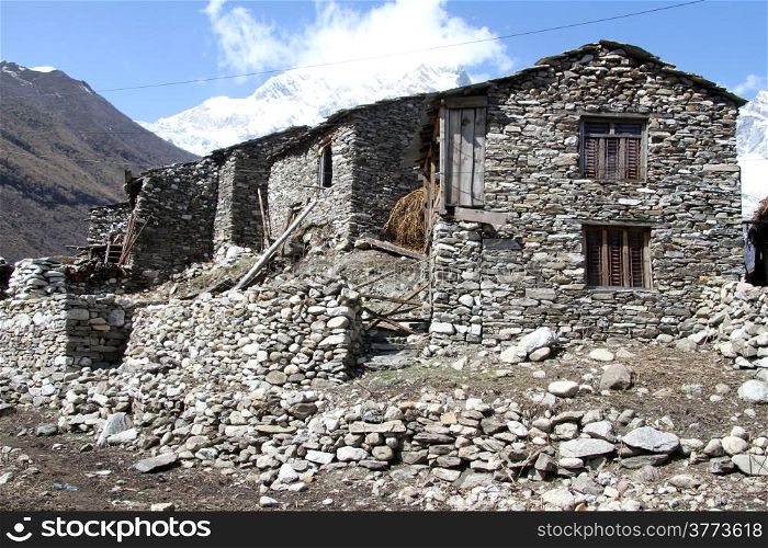 Stone house in village Samagoon in Nepal
