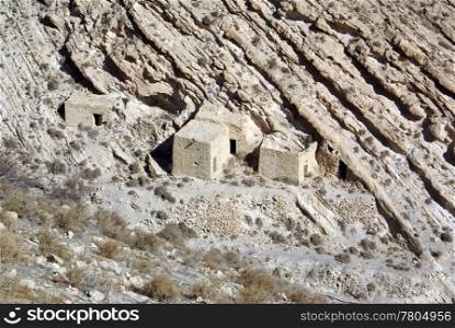 Stone houses and slope of the mount in Jordan