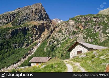 stone houses in alps