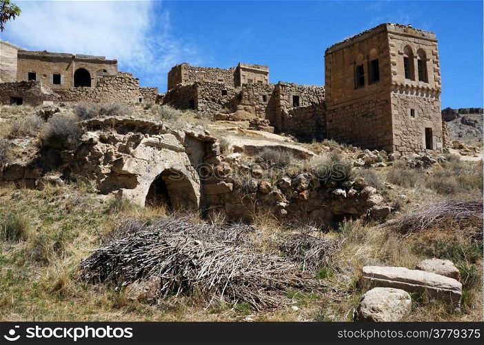 Stone houses in village Selime in Ihlara valley in Cappadocia