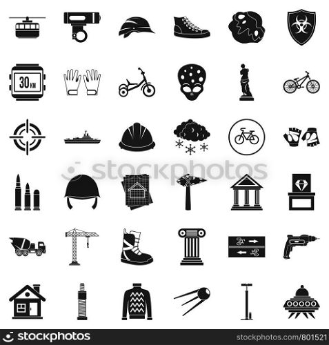 Stone icons set. Simple style of 36 stone vector icons for web isolated on white background. Stone icons set, simple style