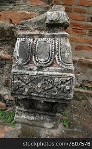 Stone in buddhist temple, Ayutthaya, Thailand