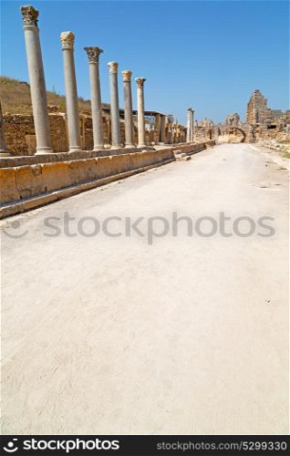 stone in perge construction asia turkey and roman temple
