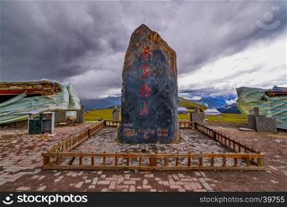 Stone inscription on high mountain