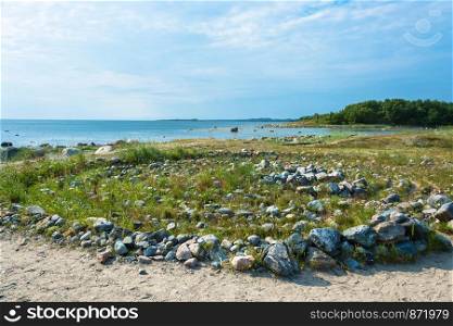 Stone labyrinth on Bolshoy Solovetsky island in the White sea, Arkhangelsk oblast, Russia.