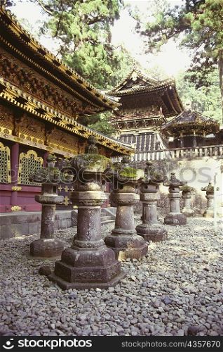 Stone lanterns at a shrine, Toshu-Gu Shrine, Nikko, Tochigi Prefecture, Japan