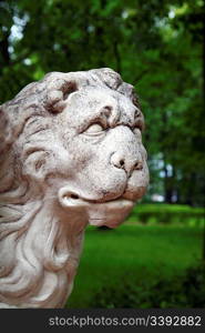 stone lion head - sculpture in Summer garden Saint-petersburg Russia