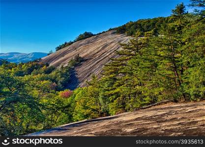 stone mountain north carolina scenery during autumn season