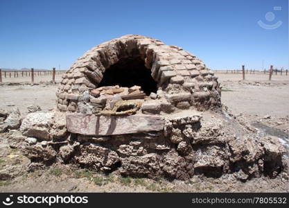 Stone oven in bolivian salt desert, Bolivia