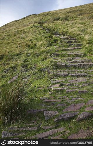 Stone path leading up hill