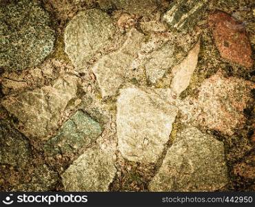 Stone paving as nature background. Copy space, nature concept. Abstract filter toned.. Stone paving as nature background.