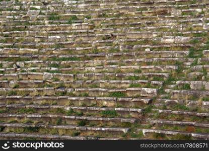 Stone seats in Aphrodisias stadium, Turkey