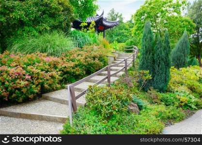 stone staircase in beautiful summer park