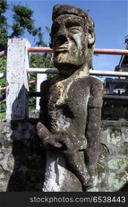 Stone statue of last king of Samosir island, Indonesia