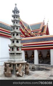 Stone stupa and temple in wat Pho, Bangkok, Thailand