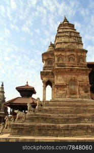 Stone temple on the durbar squre in Bhaktapur, Nepal