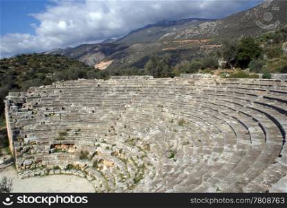 Stone theater on the slope in Kash, Turkey