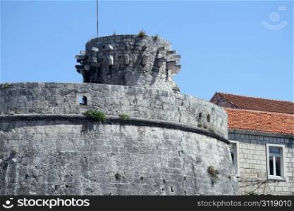 Stone tower and building in Korchulsa, Croatia