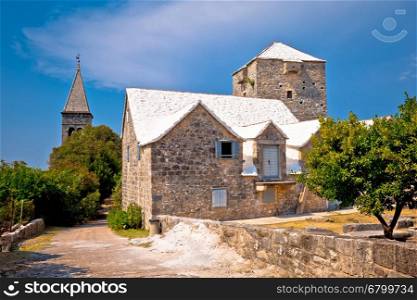 Stone village of Skrip landmarks view, island of Brac, Dalmatia, Croatia