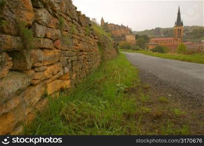 Stone Wall Along French Roadside