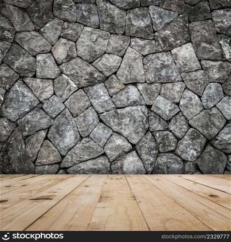 stone wall for room interior with wood floor 
