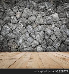 stone wall for room interior with wood floor 