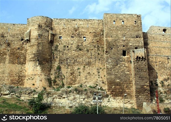 Stone wall of Citadel in Tripoli, Lebanon