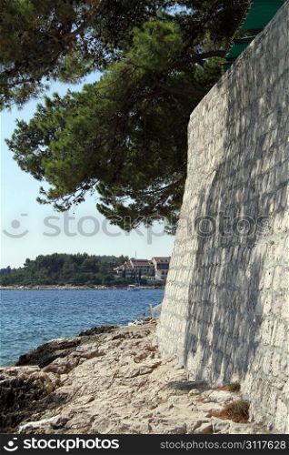 Stone wall of Korchula in Croatia