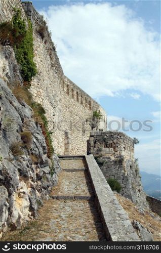 Stone wall of old fortress in Knin, Croatia