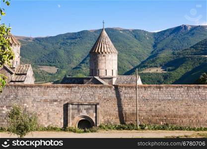 stone walls of Tatev Monastery in Armenia