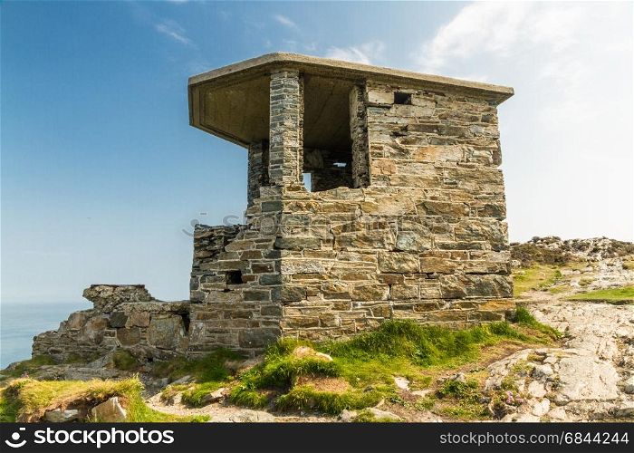 Stone WWII Observation Post. Anti invasion measure. Anglesey, North Wales, United Kingdom.
