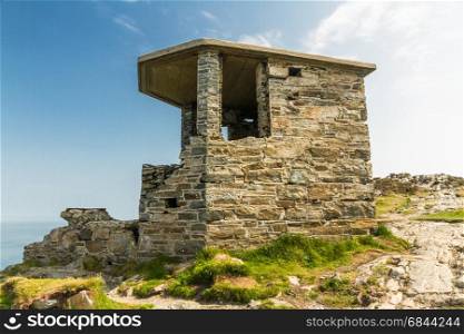 Stone WWII Observation Post. Anti invasion measure. Anglesey, North Wales, United Kingdom.
