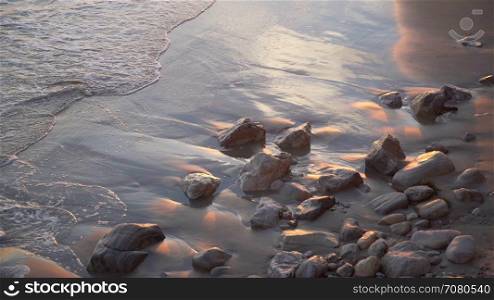 Stones and sand at Mesa Beach